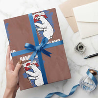Hands Off Greenland Protest Wrapping Paper Roll Support Greenland Bear Holding Flag