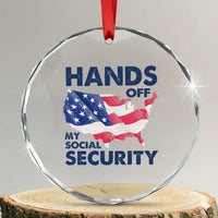 Hands Off My Social Security Crystal Glass Ornament Patriotic USA Retirement Protection American Flag TS02