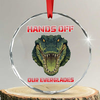 Hands Off Our Everglades Crystal Glass Ornament Fierce Alligator Protest - Wonder Print Shop