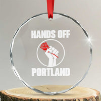 Hands Off Portland Crystal Glass Ornament Rose Fist Oregon Freedom Fighter TS02