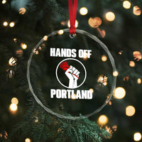 Hands Off Portland Crystal Glass Ornament Rose Fist Oregon Freedom Fighter TS02
