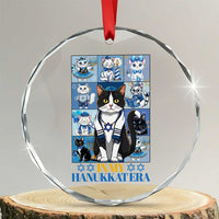 Hanukkah Cat Crystal Glass Ornament In My Hanukkat Era Cute Jewish Cats TS09