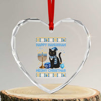 Hanukkah Cat Lover Gifts Heart Crystal Glass Ornament Happy Hanukkah Meowy Christmas - Wonder Print Shop