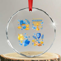 Hanukkah Celebration Crystal Glass Ornament Menorah Star Of David Candle Dreidel Gift TS12