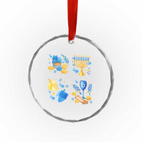 Hanukkah Celebration Crystal Glass Ornament Menorah Star Of David Candle Dreidel Gift TS12