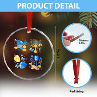 Hanukkah Celebration Crystal Glass Ornament Menorah Star Of David Candle Dreidel Gift - Wonder Print Shop