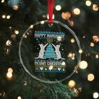 Hanukkah Christmas Cat Crystal Glass Ornament Happy Hanukkat Meowy Christmas TS09