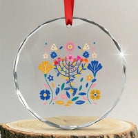 Hanukkah Floral Menorah Crystal Glass Ornament Jewish Gift For Women - Wonder Print Shop