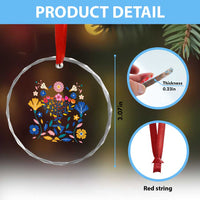 Hanukkah Floral Menorah Crystal Glass Ornament Jewish Gift For Women TS12