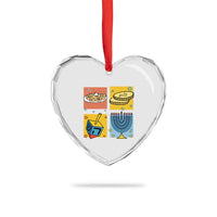 Hanukkah Heart Crystal Glass Ornament Festival Of Lights Dreidel Menorah Candle Star Gift - Wonder Print Shop