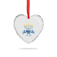 Hanukkah Menorah Jewish Coquette Bow Heart Crystal Glass Ornament - Wonder Print Shop