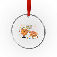 Hanukkah Sufganiyah And Latke Lifting Menorah Crystal Glass Ornament Funny Holiday Gift TS12