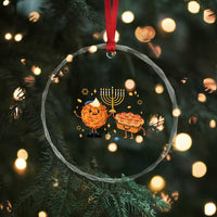 Hanukkah Sufganiyah And Latke Lifting Menorah Crystal Glass Ornament Funny Holiday Gift TS12