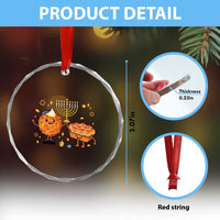 Hanukkah Sufganiyah And Latke Lifting Menorah Crystal Glass Ornament Funny Holiday Gift - Wonder Print Shop