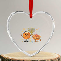 Hanukkah Sufganiyah And Latke Lifting Menorah Heart Crystal Glass Ornament Funny Holiday Gift - Wonder Print Shop