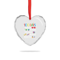 Happy 100 Days of School Heart Crystal Glass Ornament 100th Day Kids Boys Girls Teachers Pupils