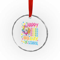 Happy 100th Day of School Unicorn Crystal Glass Ornament Magical Girls Celebration Gift
