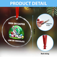 Happy 420 Easter Crystal Glass Ornament Funny Bunny Marijuana Cannabis Weed - Wonder Print Shop