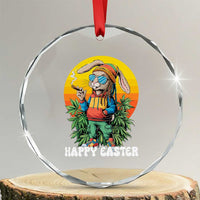 Happy 420 Easter Crystal Glass Ornament Funny Bunny Smoking Weed TS02