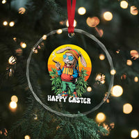 Happy 420 Easter Crystal Glass Ornament Funny Bunny Smoking Weed - Wonder Print Shop