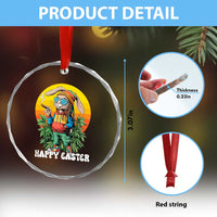 Happy 420 Easter Crystal Glass Ornament Funny Bunny Smoking Weed - Wonder Print Shop