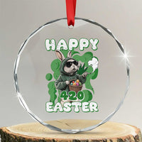Happy 420 Easter Crystal Glass Ornament Funny Smoking Easter Bunny TS02