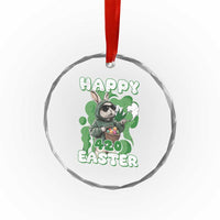 Happy 420 Easter Crystal Glass Ornament Funny Smoking Easter Bunny TS02