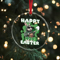 Happy 420 Easter Crystal Glass Ornament Funny Smoking Easter Bunny - Wonder Print Shop