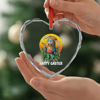 Happy 420 Easter Heart Crystal Glass Ornament Funny Bunny Smoking Weed - Wonder Print Shop