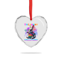 Happy 420 Easter Heart Crystal Glass Ornament Funny Smoking Easter Bunny Smells Funny Easter - Wonder Print Shop
