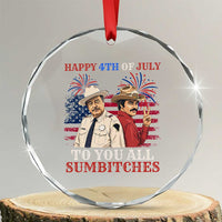 Happy 4th of July To All You Sumbitches Country Humor Crystal Glass Ornament Vintage Southern Cowboy Patriotic Graphic