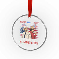 Happy 4th of July To All You Sumbitches Country Humor Crystal Glass Ornament Vintage Southern Cowboy Patriotic Graphic