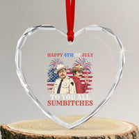 Happy 4th of July To All You Sumbitches Country Humor Heart Crystal Glass Ornament Vintage Southern Cowboy Patriotic Graphic