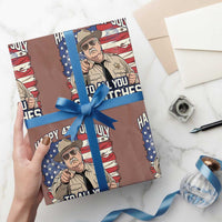 Happy 4th of July To All You Sumbitches Funny Sheriff Wrapping Paper Roll Retro Movie Quote Inspo Country Humor