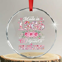 Happy 60th Birthday Floral Crystal Glass Ornament Made In 1965 60 Years of Perfection TS02