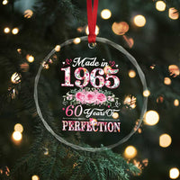 Happy 60th Birthday Floral Crystal Glass Ornament Made In 1965 60 Years of Perfection TS02