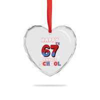 Happy 67th Day Of School Heart Crystal Glass Ornament Boys Girls Spider 67 Days - Wonder Print Shop