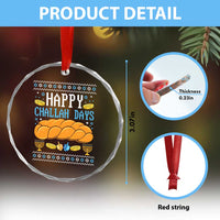 Happy Challah Days Crystal Glass Ornament Ugly Hanukkah Food Lover Gift TS12