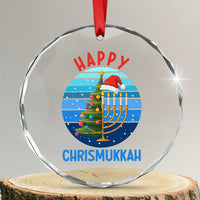 Happy Chrismukkah Crystal Glass Ornament Menorah Candle Christmas Tree Holiday Jewish Gift - Wonder Print Shop