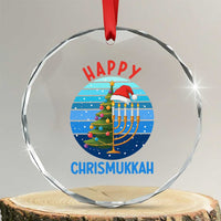 Happy Chrismukkah Crystal Glass Ornament Menorah Candle Christmas Tree Holiday Jewish Gift TS12