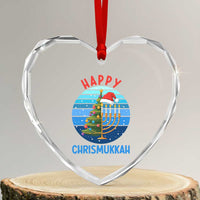 Happy Chrismukkah Heart Crystal Glass Ornament Menorah Candle Christmas Tree Holiday Jewish Gift - Wonder Print Shop