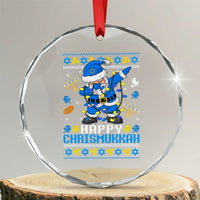 Happy Chrismukkah Merry Xmas Hanukkah Crystal Glass Ornament Dabbing Santa Ugly Chanukah Jewish TS10