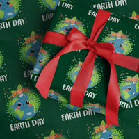 Happy Earth Day Wrapping Paper Roll Cute Earth With Floral - Wonder Print Shop