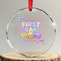 Happy First Day Of School Cute Kawaii Squishy Back To School Graphic Crystal Glass Ornament