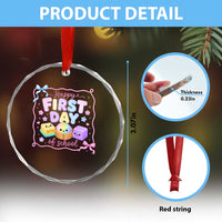 Happy First Day Of School Cute Kawaii Squishy Back To School Graphic Crystal Glass Ornament