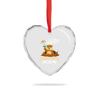 Happy Groundhog Day Heart Crystal Glass Ornament Punxsutawney Phil Groundhog Lover - Wonder Print Shop