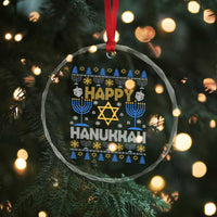 Happy Hanukkah Crystal Glass Ornament Jewish Festival of Lights Hanukkiah Menorah Ugly Chanukah TS02