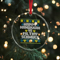 Happy Hanukkah Ya Fithy Schmuck Crystal Glass Ornament Funny Hanukkah Christmas Movie - Wonder Print Shop