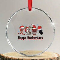 Happy Hockeydays Crystal Glass Ornament Funny Christmas Ice Hockey Gift - Wonder Print Shop
