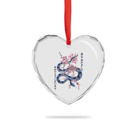 Happy Japanese New Year 2025 Heart Crystal Glass Ornament Year Of The Snake Sakura Cherry Blossom - Wonder Print Shop